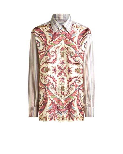 Camicia A Righe Con Stampa Piazzata, Donna, Taglia di Etro in White