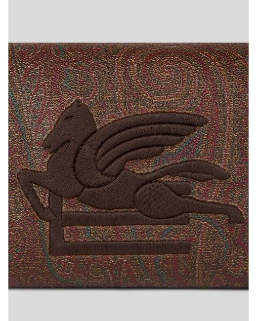 Etro Brown Small Arnica Pouch With Pegaso Embroidery for men