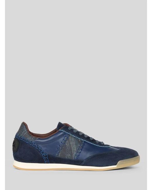 Etro Blue Leather Sneakers With Arnica Inserts for men