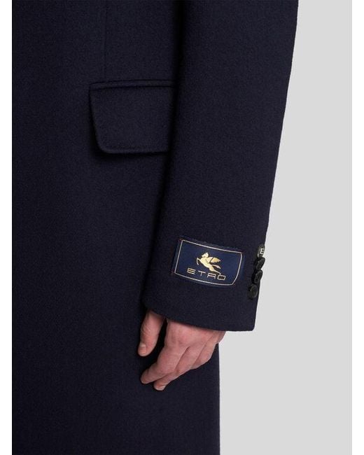 Etro Blue Cashmere Coat for men