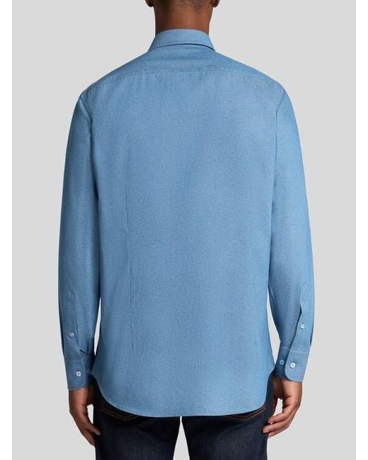 Etro Blue Cotton Shirt With Pegaso for men