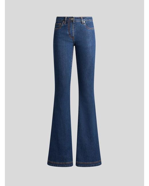 Jean Flare Avec Logo Brodé Au Dos, Femme, Taille Etro en coloris Blue