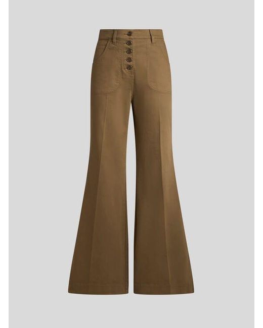Etro Natural Flared Denim Jeans With Pegaso Buttons