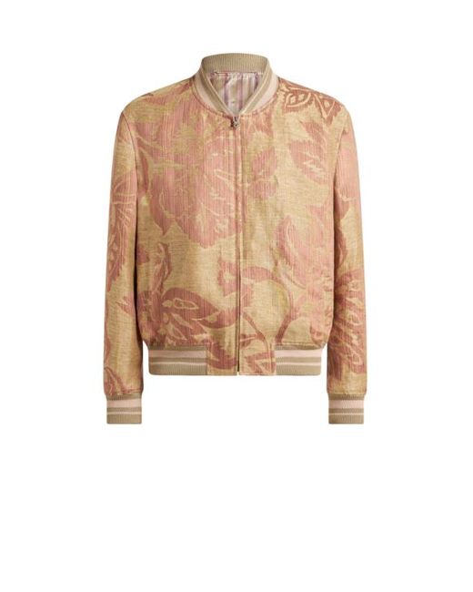 Etro Bomberjacke Aus Leinen Mit Blumenprint, Herren, Größe in White für Herren