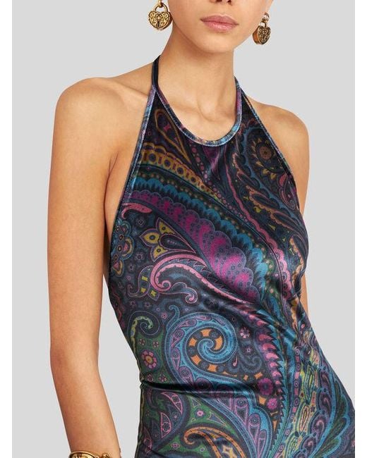 Abito Lungo Con Stampa Paisley, Donna, Taglia di Etro in Blue