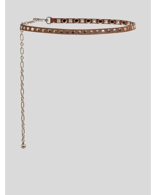Etro White Leather Belt With Jewel Studs