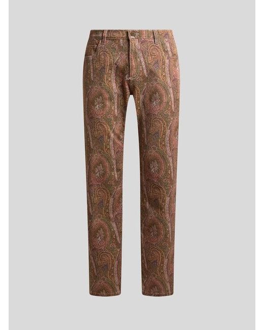 Etro Brown Straight-Leg Cotton Denim Jeans With Arnica Motif for men