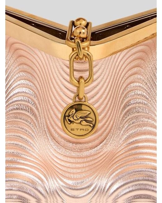 Etro Natural Small Metallic Leather Vela Bag