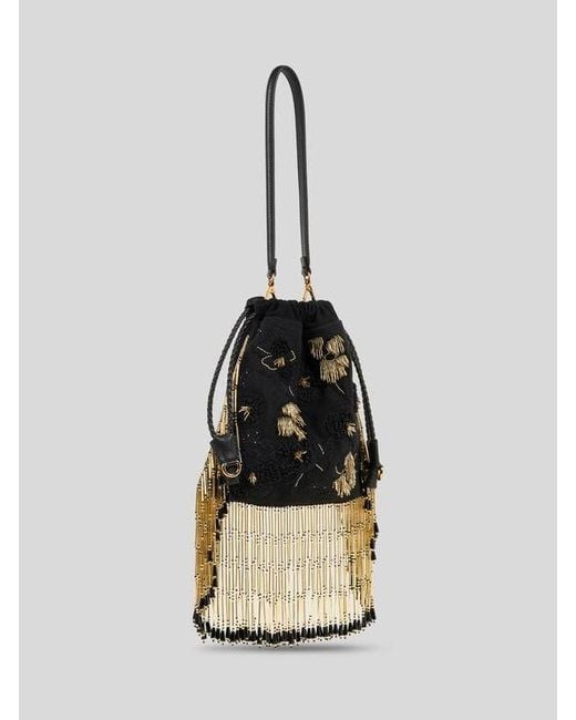 Etro Black Small Suede Kalispera Bag With Embroidery And Beads