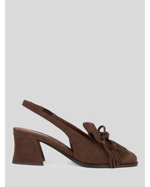 Etro Brown Slingback Suede Loafers With Fringing