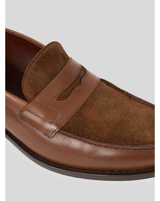 Etro Brown Leather Loafers With Paisley Detail for men