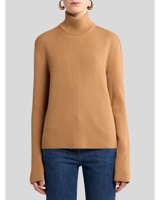 Etro Brown Ribbed Wool Sweater
