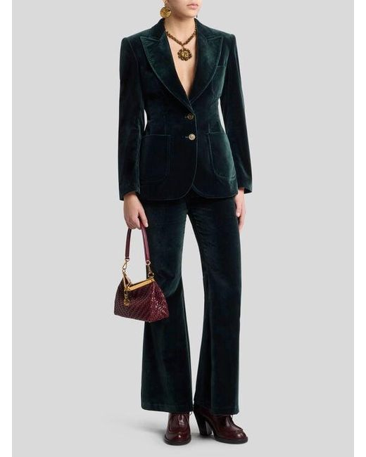 Etro Blue Stretch Velvet Jacket