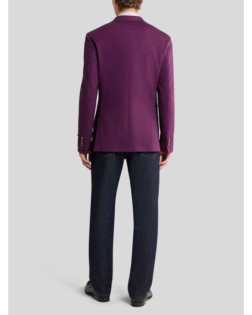Etro Purple Single-Breasted Wool-Blend Jersey Jacket for men