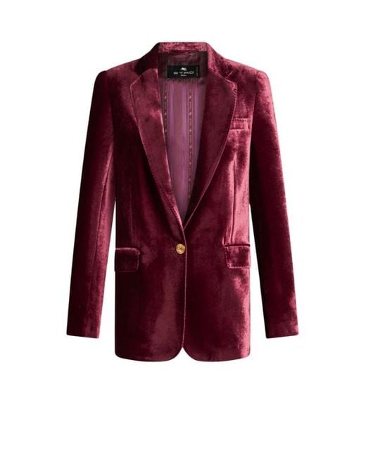 Etro Red Viscose-Silk Chic Outerwear Jacket
