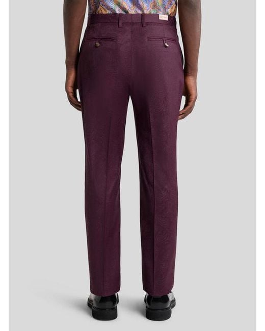 Etro Purple Straight-Leg Wool Jacquard Trousers With Paisley Motif for men