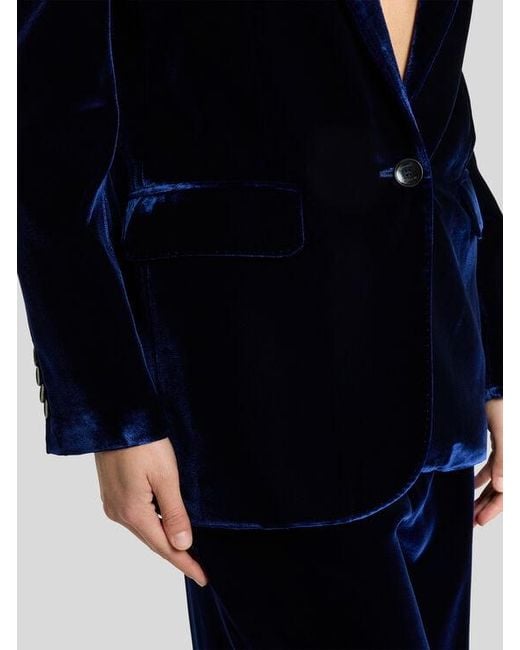 Etro Blue Single-Breasted Velvet Jacket