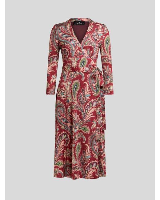 Robe Portefeuille À Motif Paisley Fleuri, Femme, Taille Etro en coloris Red