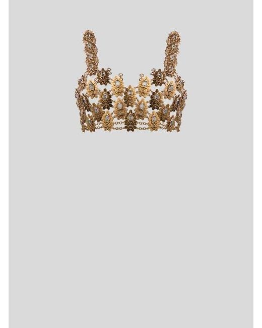 Etro White See-Through Metal Crop Top With Crystals