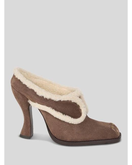 Etro Brown Suede And Shearling Mules