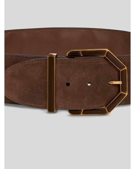 Etro Brown Suede Belt With Threading