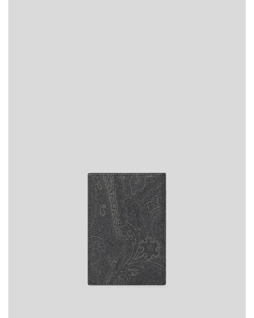 Etro Gray Essential Arnica Passport Case With Pegaso for men