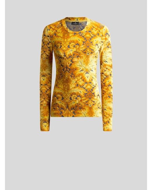 Etro Yellow Chenille Jacquard Top