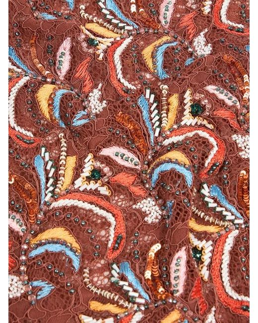Etro Pink Triangular Lace Scarf With Beads