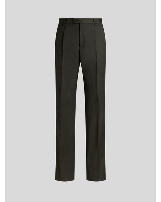 Etro Black Cool Wool Trousers With Crease Detail for men