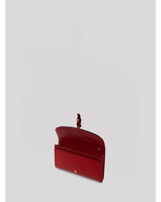 Etro Red Leather Pony Wallet With Shoulder Strap