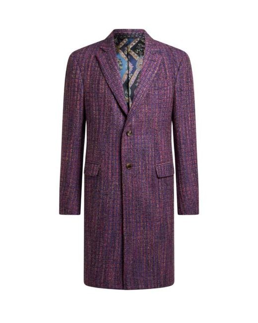 Etro Purple Tweed Coat for men