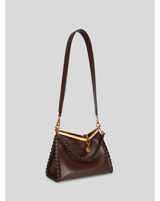 Etro Brown Medium Vela Bag With Thread Work