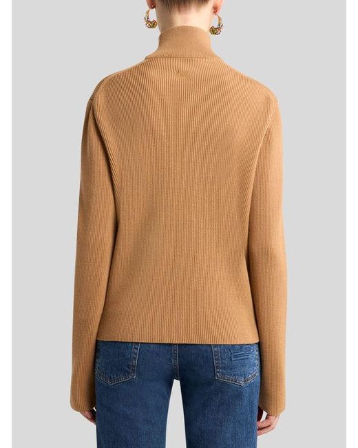 Etro Brown Ribbed Wool Sweater