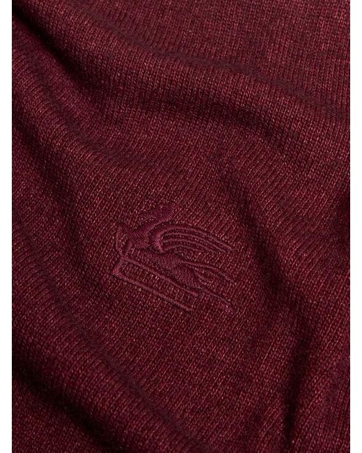 Etro Red Wool Turtleneck With Pegaso Detail for men