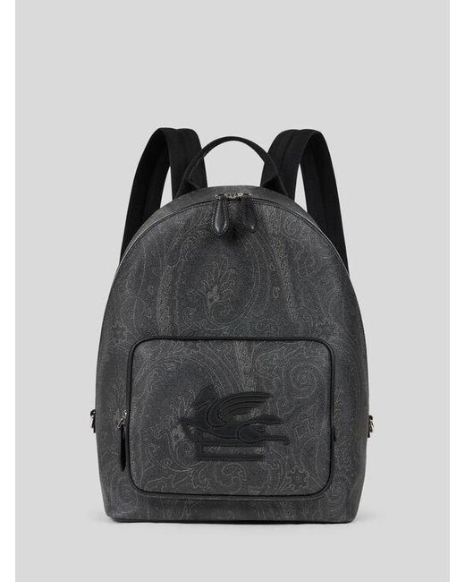 Etro Black Essential Arnica Backpack With Pegaso for men