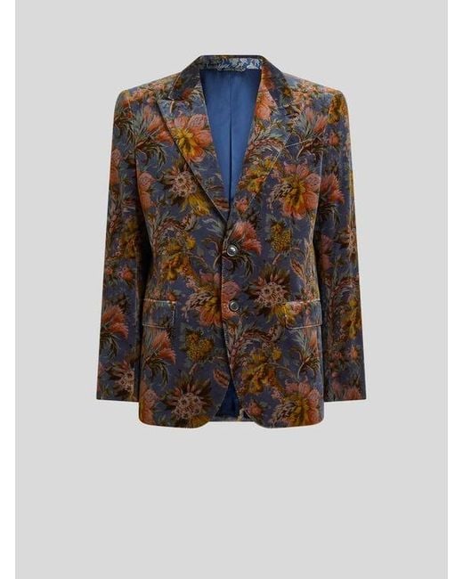 Etro Blue Single-Breasted Jacket for men