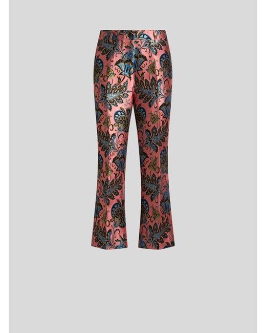 Etro Jacquard Flared Trousers With Floral Motif