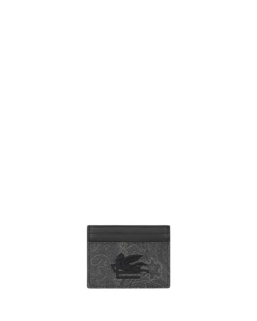 Etro White Arnica Card Holder With Pegaso Detail for men