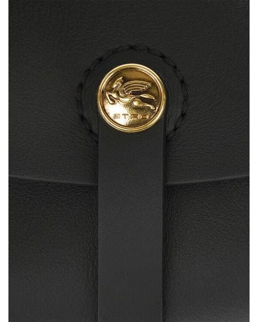 Etro Black Medium Leather Pony Bag
