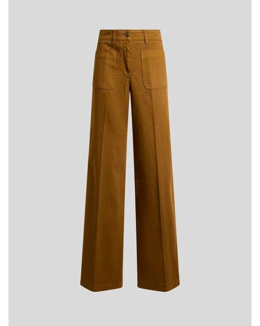 Etro Natural Wide-Leg Stretch Cotton Denim Jeans