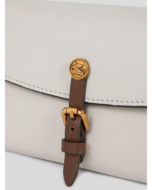 Etro White Two-Tone Leather Pony Wallet With Shoulder Strap
