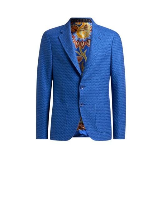 Etro Blue Woven Jersey Jacket for men
