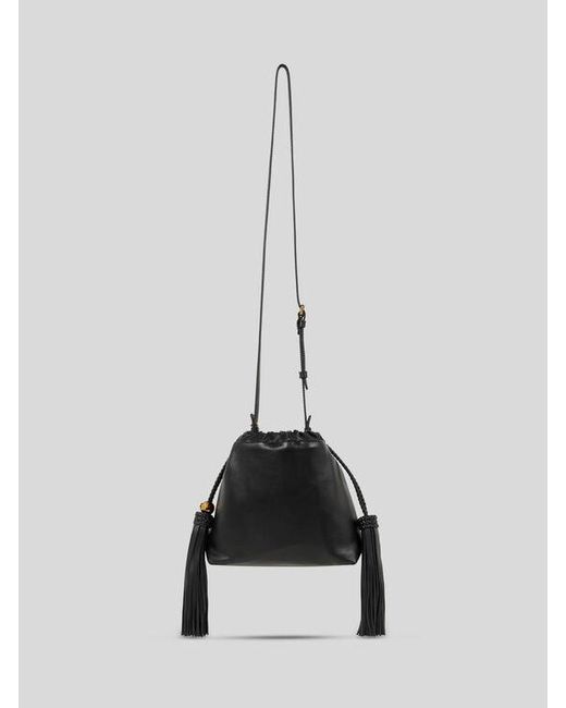 Etro Black Mini Leather Kalispera Bag With Tassels