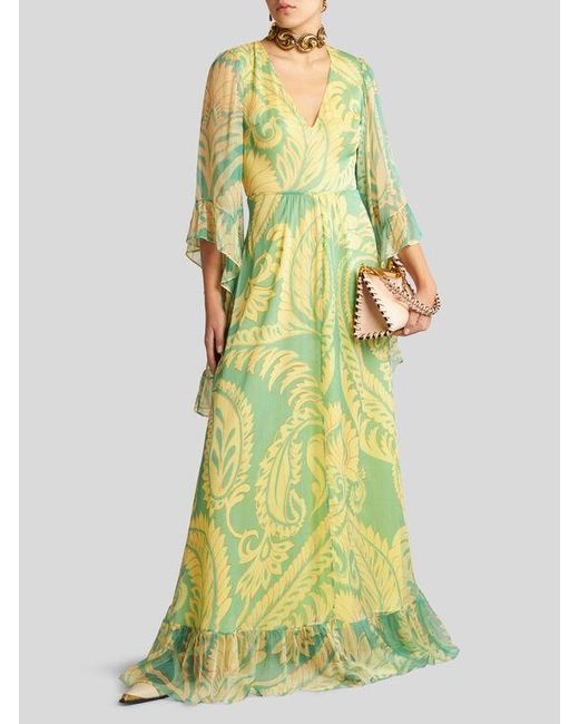 Etro Printed Silk Dress in Green Lyst