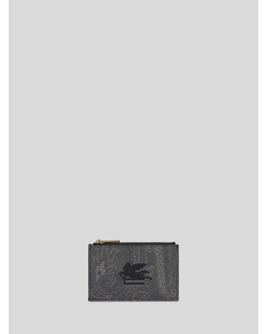 Etro White Arnica Card Holder With Pegaso Detail for men