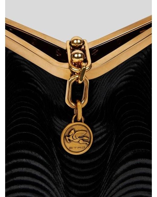 Etro Black Small Velvet Vela Bag