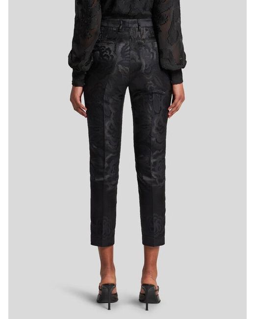 Etro Black Jacquard Cigarette Trousers