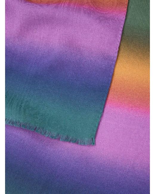 Etro Green Wool And Silk Jacquard Scarf With Paisleys And Faded Print for men