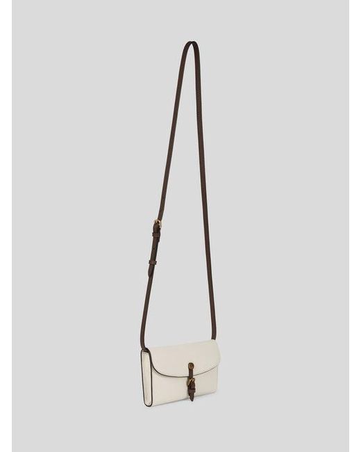 Etro White Two-Tone Leather Pony Wallet With Shoulder Strap