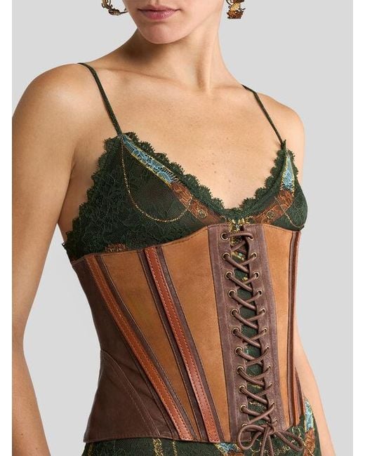 Etro White Washed Leather Corset Belt
